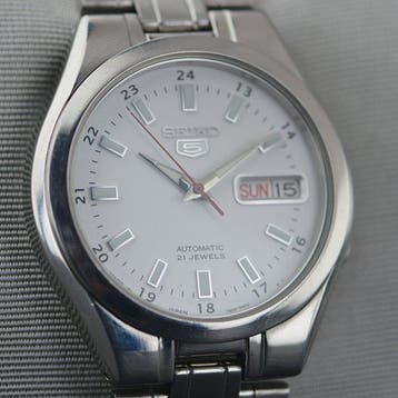 Seiko - 5 Automatic White Dial - Zonder minimumprijs -