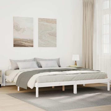 vidaXL Bedframe extra lang zonder matras grenenhout wit, Huis en Inrichting, Verzenden, Nieuw