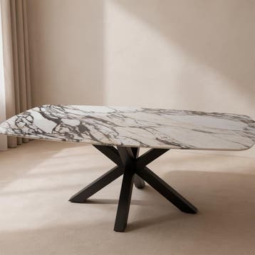 Quartz Calacatta Monet eettafel met matrix poot 280x120