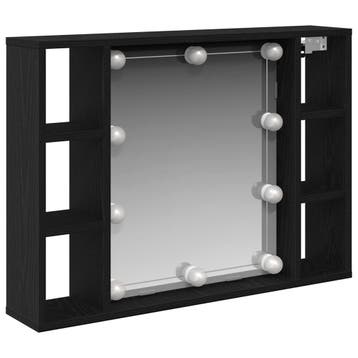 vidaXL Spiegelkast met plank Zwart Eiken 76 x 15 x 55 cm, Verzenden, Nieuw