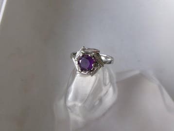 Zilver, amethist - Ring - Art Deco-stijl