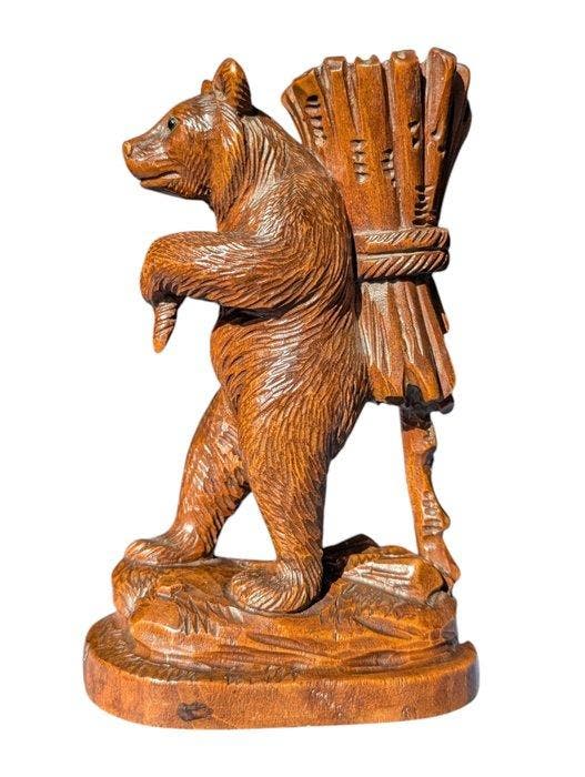 sculptuur, Antique Black Forest Bear - 14.5 cm - Hout - 1880, Antiquités & Art, Antiquités | Céramique & Poterie