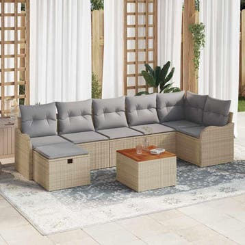 vidaXL Tuinbank Set 8 st Beige Poly rattan, Verzenden, Nieuw