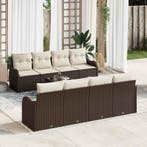 vidaXL Tuinbank Set 9 pcs Bruin en Crème Poly Riet en Staal, Verzenden, Nieuw