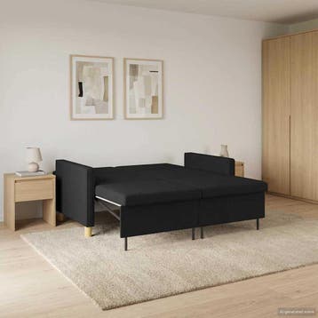 vidaXL Uittrekbare Slaapbank / zetel Zwart Stof, Verzenden, Nieuw