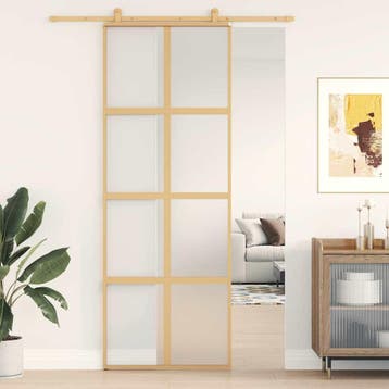 vidaXL Schuifdeur 76x205 cm mat ESG-glas en aluminium, Verzenden, Nieuw