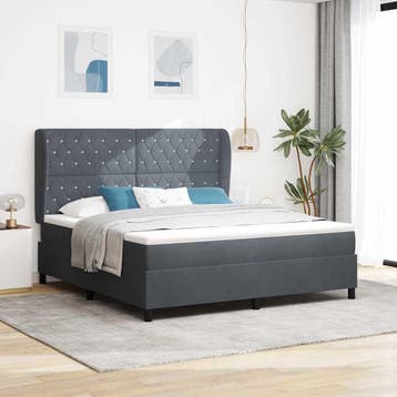 vidaXL Boxspring bed met hoofdeinde Donkergrijs 200 x 180 cm, Verzenden, Nieuw
