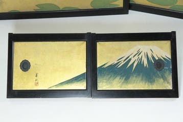 Gold-Leaf Nihonga Small Fusuma Sliding Doors, 3 Pairs, Mount