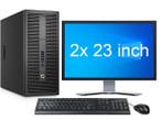 HP EliteDesk 800 G2 TWR i7 6e Gen + 2x 23 Monitor + 2 jaar, Ophalen of Verzenden, Nieuw, In_stock