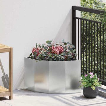 vidaXL Hoek Plantenbak zilver 45 x 45 x 35 cm Verzinkt staal, Verzenden, Nieuw