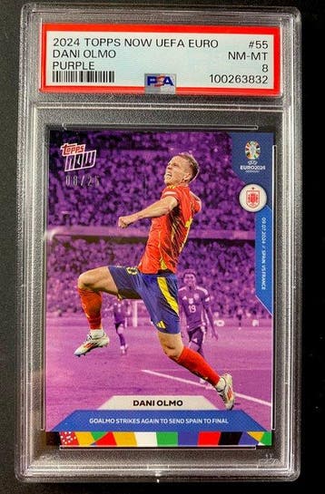 2022, 2024 Topps Topps Now UEFA Euro Dani Olmo Carte, Collections, Autocollants