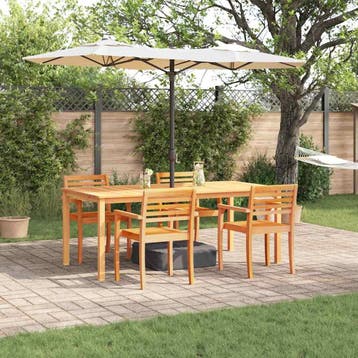 vidaXL Tuin Eettafel Set 7 pcs Bruin Massief Acacia Hout, Verzenden