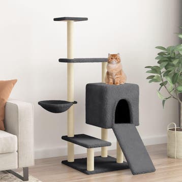 vidaXL Kattenmeubel met sisal krabpalen 130,5 cm donkergrijs, Verzenden