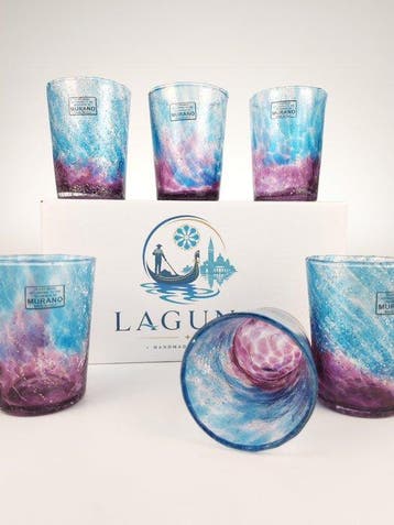 LAGUNA - Drinkservies (6) - gecrackt - Muranoglas - 6 GOTO