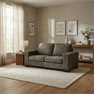 Leren bank Enjoy - 2 zits - Kenia Antracite (grijs) - Poten, 150 tot 200 cm, Nieuw, Ophalen of Verzenden, Modern