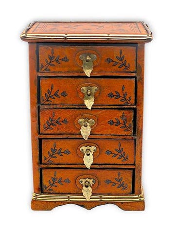 Minicassettiera Portagioie a 5 Cassetti - Stile Chinoiserie, Antiek en Kunst