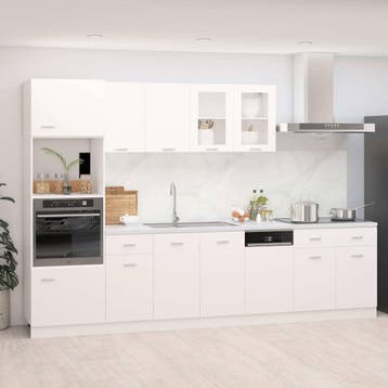 vidaXL 7-delige Keukenkastenset Lyon bewerkt hout wit, Verzenden, Nieuw