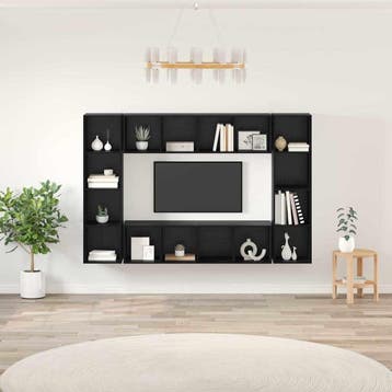 vidaXL Tv-meubelset 4 pcs Zwart 37 x 37 x 142,5 cm Bewerkt, Verzenden, Nieuw
