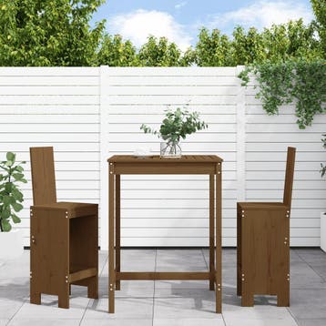 vidaXL 3-delige Tuinbarset massief grenenhout honingbruin, Tuin en Terras, Verzenden, Nieuw
