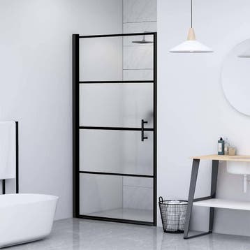 vidaXL Douchedeur halfmat 91x195 cm gehard glas zwart, Verzenden, Nieuw