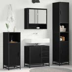 vidaXL Badkamermeubel Set met lade 4 pcs Zwart Eiken Bewerkt, Huis en Inrichting, Verzenden, Nieuw
