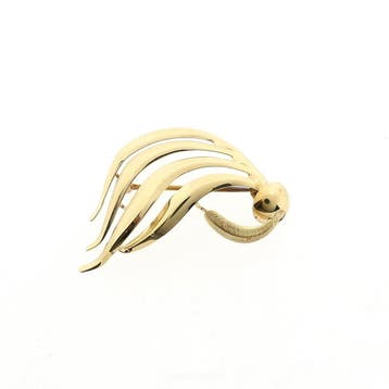 Gouden abstracte broche, Handtassen en Accessoires, Broches, Ophalen of Verzenden, Gebruikt, Goud, Goud