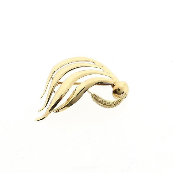 Gouden abstracte broche, Handtassen en Accessoires, Broches, Goud, Gebruikt, Goud, Ophalen of Verzenden