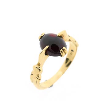 Vintage gouden ring met granaat, Handtassen en Accessoires, Ringen, Gebruikt, Ophalen of Verzenden, 17 tot 18, Met edelsteen