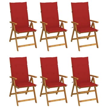 vidaXL Inklapbare stoelen 6 st met kussens massief, Verzenden, Nieuw