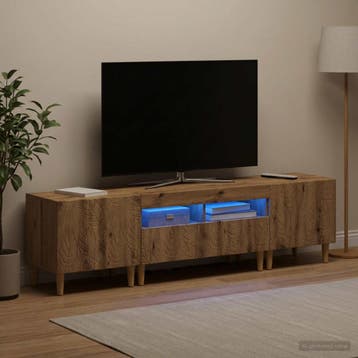 vidaXL 3-delige LED TV-kast DELFT Artisanaal eiken Bewerkt, Verzenden