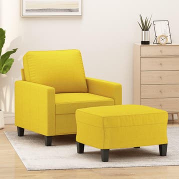 vidaXL Fauteuil met voetenbank / zetel 60 cm stof lichtgeel, Huis en Inrichting, Zetels | Zetels, Verzenden, Nieuw