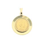 Gouden hanger van 10 gulden munt Koningin Wilhelmina, Ophalen of Verzenden, Gebruikt, Goud, Overige merken