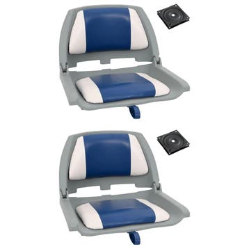 vidaXL 4-delige Bootstoelenset met blauw-witte kussens, Verzenden, Nieuw