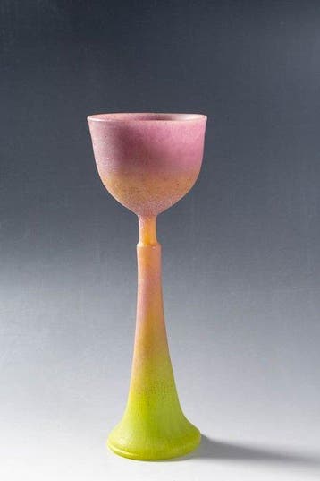 Pâte de verre « Long-stemmed Goblet » par Uchida Kunitaro -, Antiquités & Art