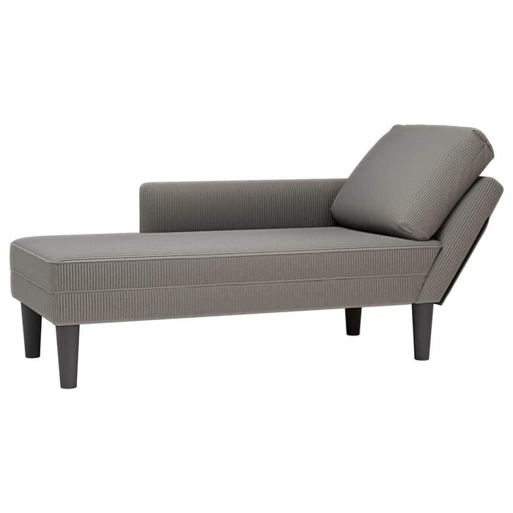 vidaXL Chaise longue met kussen corduroy stof lichtgrijs, Huis en Inrichting, Zetels | Zetels en Chaises Longues, Nieuw, Verzenden