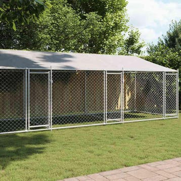 vidaXL Hondenhok met dak en deuren 8x2x2 m gegalvaniseerd, Verzenden
