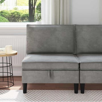vidaXL Sofa met opslag Lichtgrijs Fluweel, Verzenden