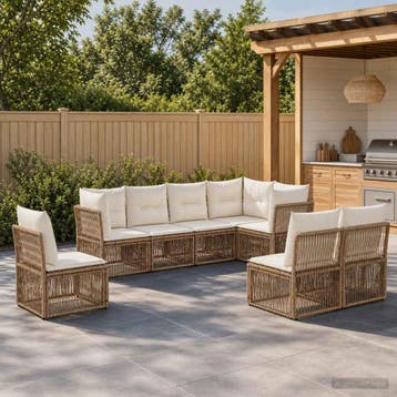 vidaXL Tuinbank Set 8 st Beige poly rattan, Verzenden, Nieuw