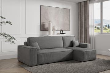 Slaapbank Ribstof Karlo Antraciet | Universeel | €449,-, Huis en Inrichting, Verzenden, Blauw, Overige maten, Overige maten