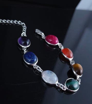 Pierres précieuses variées - Argent - Bracelet - Argent