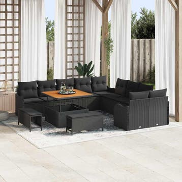 vidaXL Tuinbank Set 13 st 12-Aantal zitplaatsen Zwart, Tuin en Terras, Verzenden, Nieuw