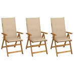 vidaXL Tuinstoelen 3 st inklapbaar met kussens massief, Verzenden, Nieuw