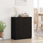 vidaXL Dressoir met lade Zwart Eiken 60 x 30 x 70 cm Bewerkt, Huis en Inrichting, Kasten | Dressoirs, Verzenden, Nieuw