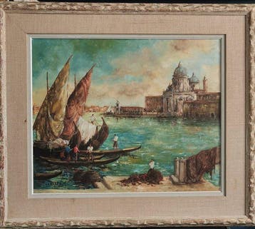 Marcel Caradec (1901-1998) - Vue de la Basilique Santa Maria, Antiquités & Art