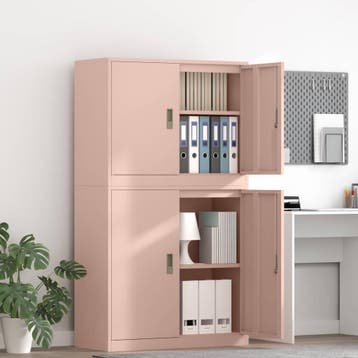 vidaXL Opbergkast 2 st Roze 90 x 40 x 160 cm Staal, Huis en Inrichting, Verzenden, Nieuw