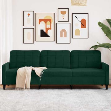 vidaXL Driezitsbank / zetel 210 cm fluweel donkergroen, Verzenden