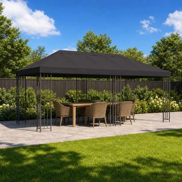 vidaXL Tuinpaviljoen 6 x 3 m Antraciet Polyester en Staal, Verzenden, Nieuw
