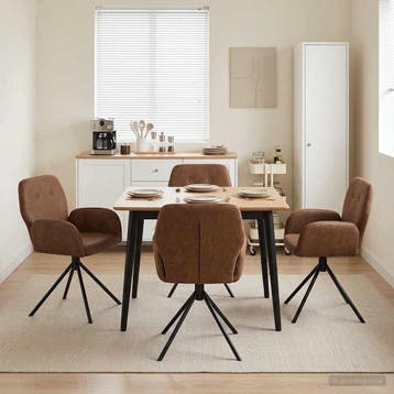 vidaXL Draaikrukken 4 st Kunst Suède Leer Bruin 54 x 55 x 86, Huis en Inrichting, Stoelen, Verzenden, Nieuw