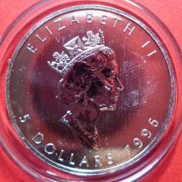 Canada. Elizabeth II. 5 Dollars 1995, Maple Leaf, 1 Oz