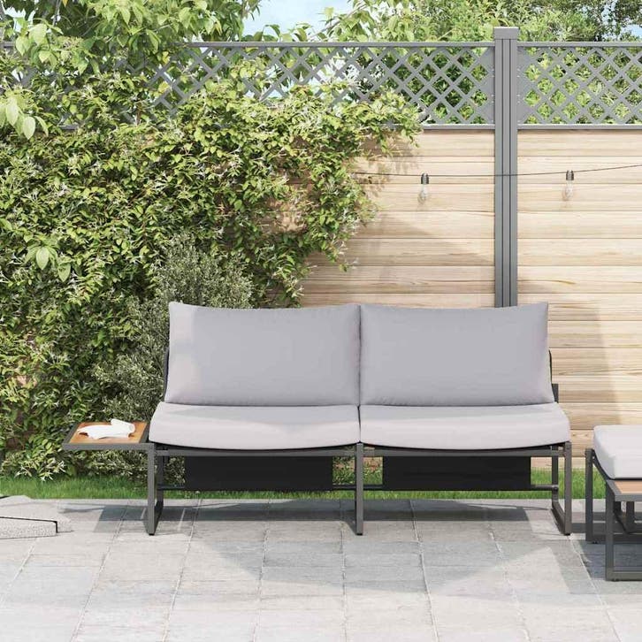 vidaXL Tuin Sofa met kussen Lichtgrijs 200,5 x 70 x 85,5 cm, Tuin en Terras, Tuinsets en Loungesets, Nieuw, Verzenden